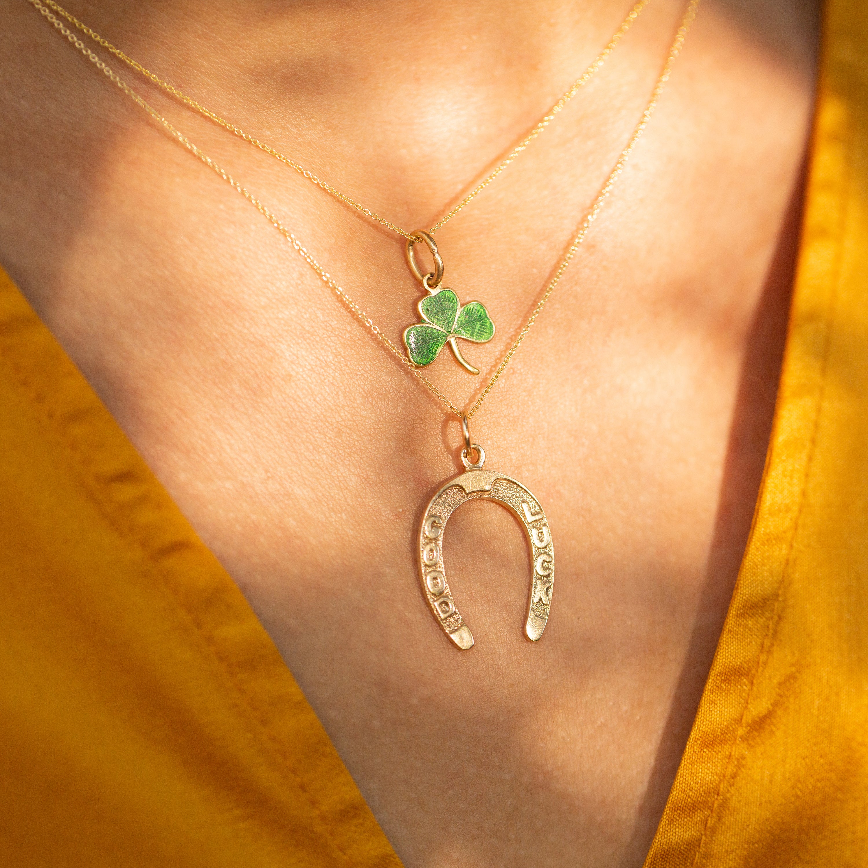 "GOOD LUCK" Horseshoe 10k Gold Charm
