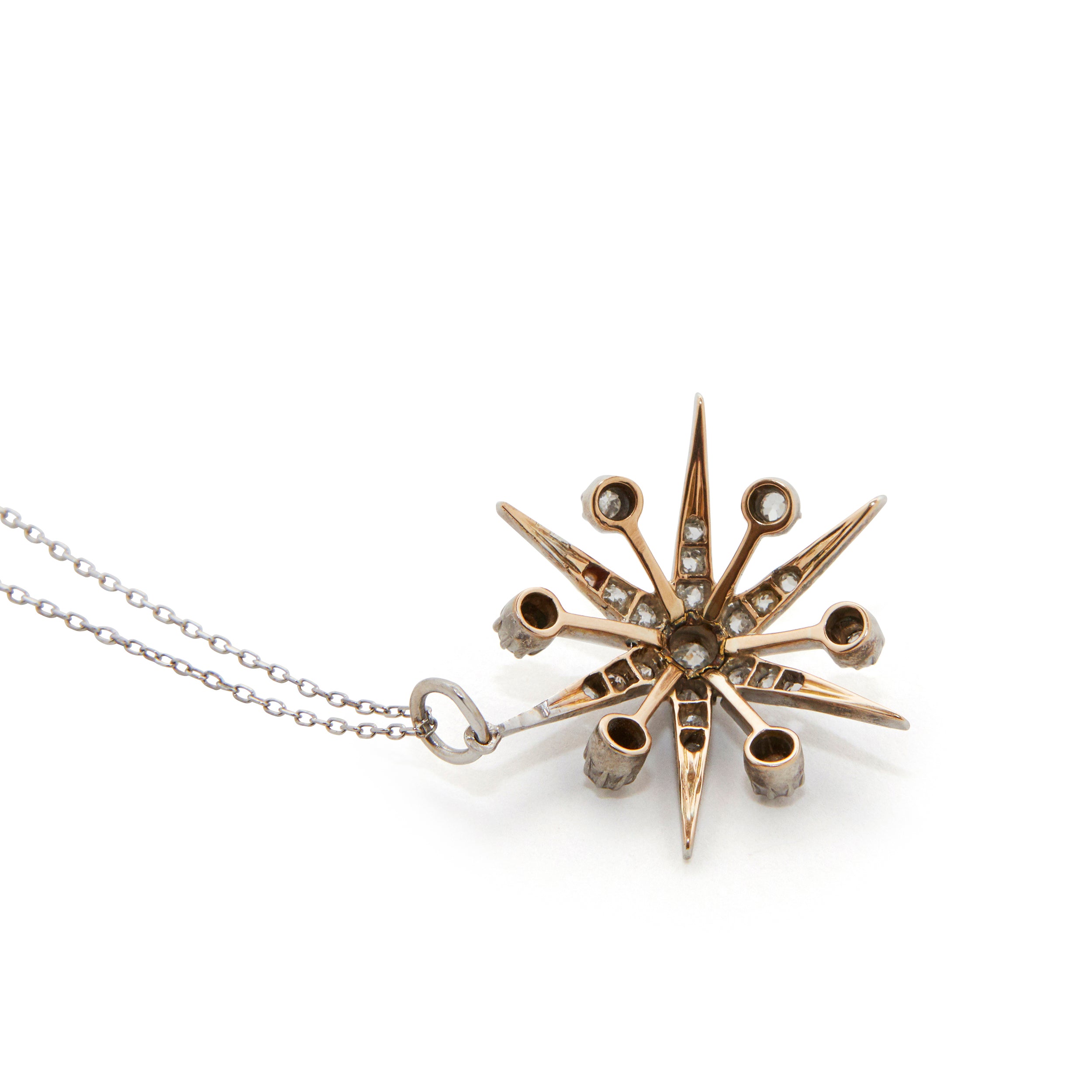 Victorian Diamond Starburst Pendant Necklace