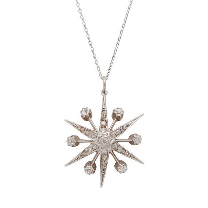 Victorian Diamond Starburst Pendant Necklace