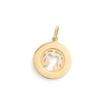 Libra Fluted Disc 14k Gold Zodiac Charm