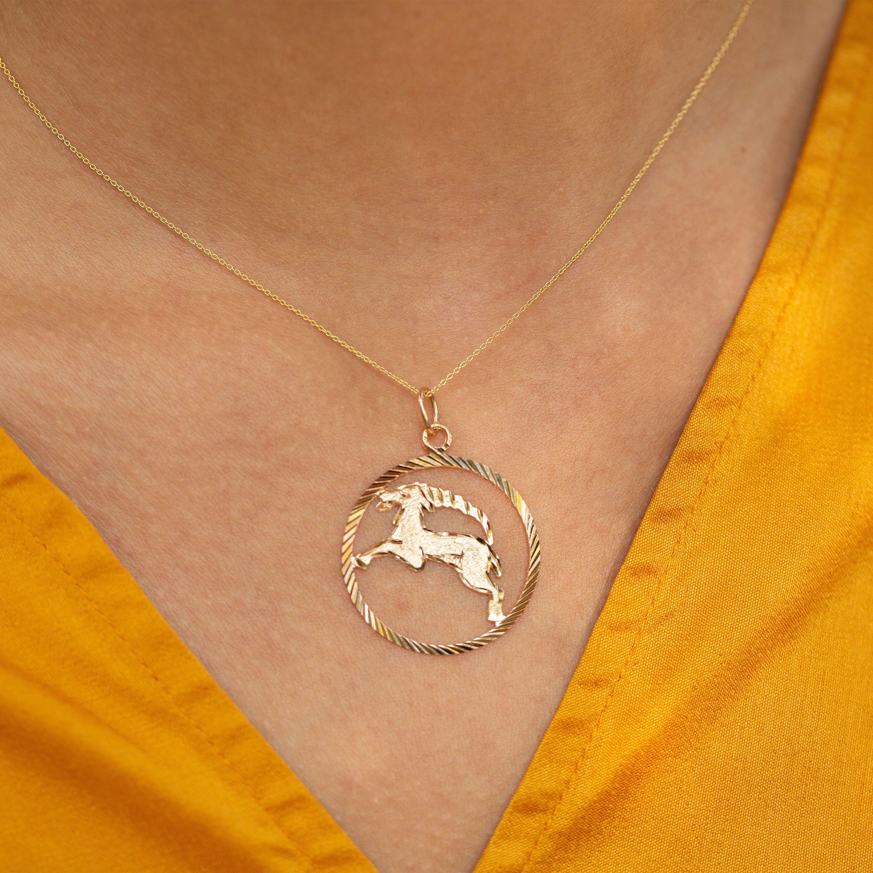 Large Capricorn 14k Gold Zodiac Charm