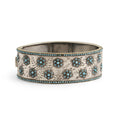 French Silver and Glass Bead Flower Bangle Bracelet