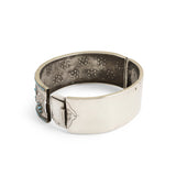 French Silver and Glass Bead Flower Bangle Bracelet