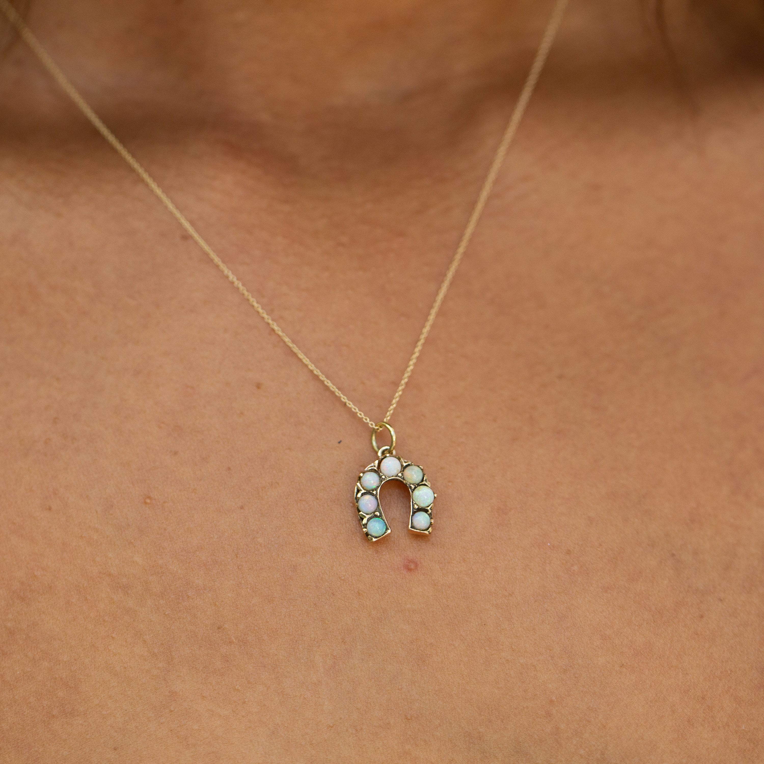 Opal and 14k Gold Horseshoe Charm