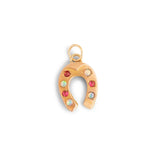 Opal, Ruby, And Gold Horseshoe Charm