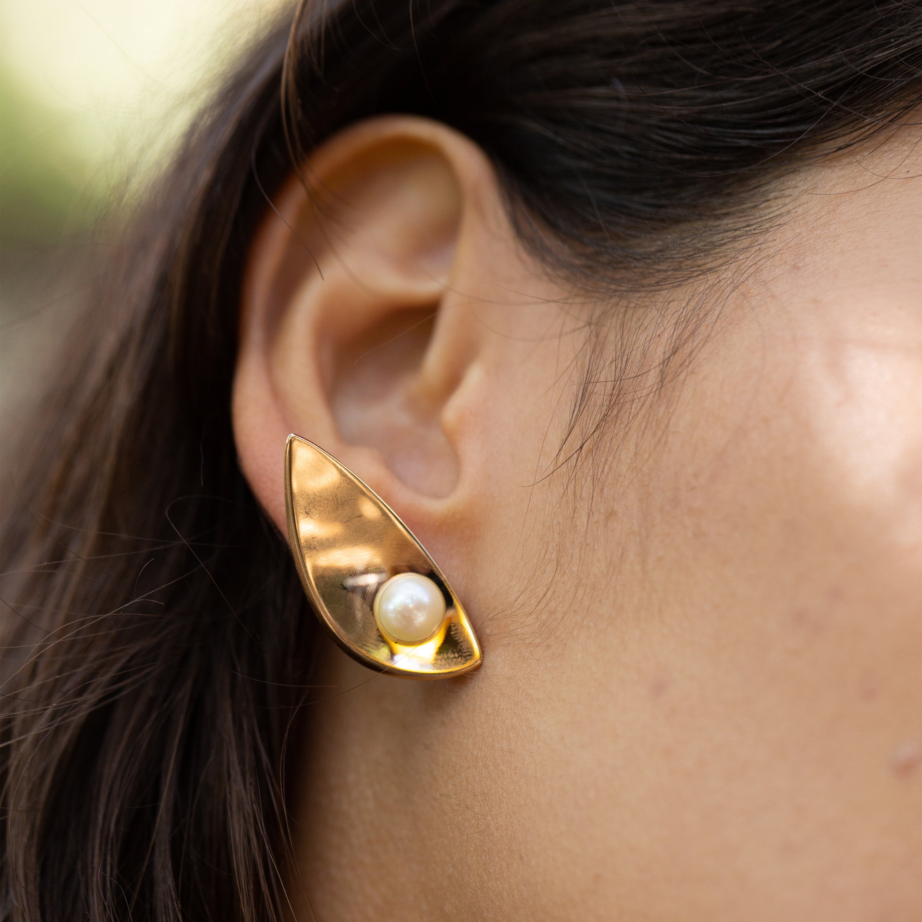 Hans Hansen Pearl and 14k Gold Earrings