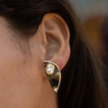 Hans Hansen Pearl and 14k Gold Earrings