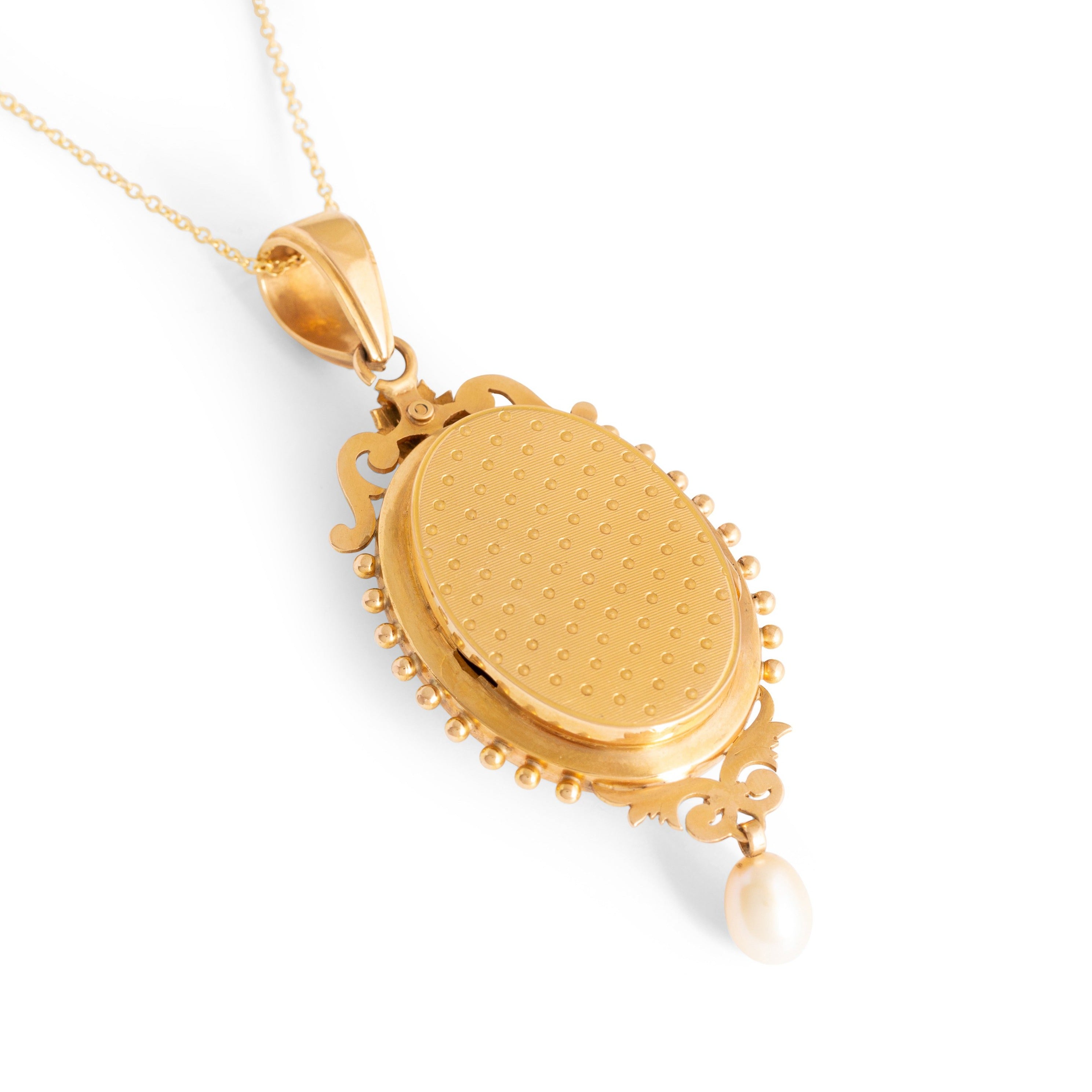 French Victorian Pearl and 18k Gold Locket