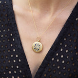 Engraved 14k Gold Locket With Black and White Enamel
