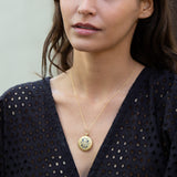 Engraved 14k Gold Locket With Black and White Enamel
