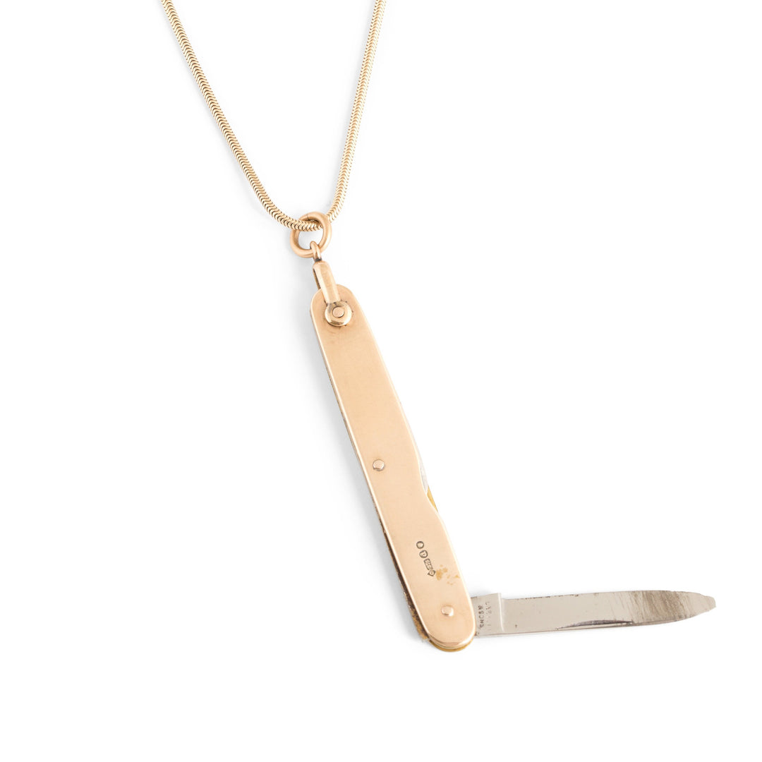 English Pocket Knife and 30-Inch Chain Gold Necklace