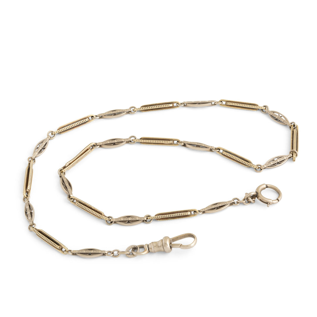 Two-Tone 14k Gold Decorative Link 14" Choker Necklace