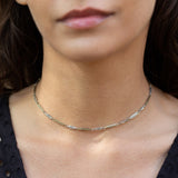 Two-Tone 14k Gold Decorative Link 14" Choker Necklace