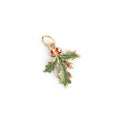 Holiday Holly Enamel and 14k Charm