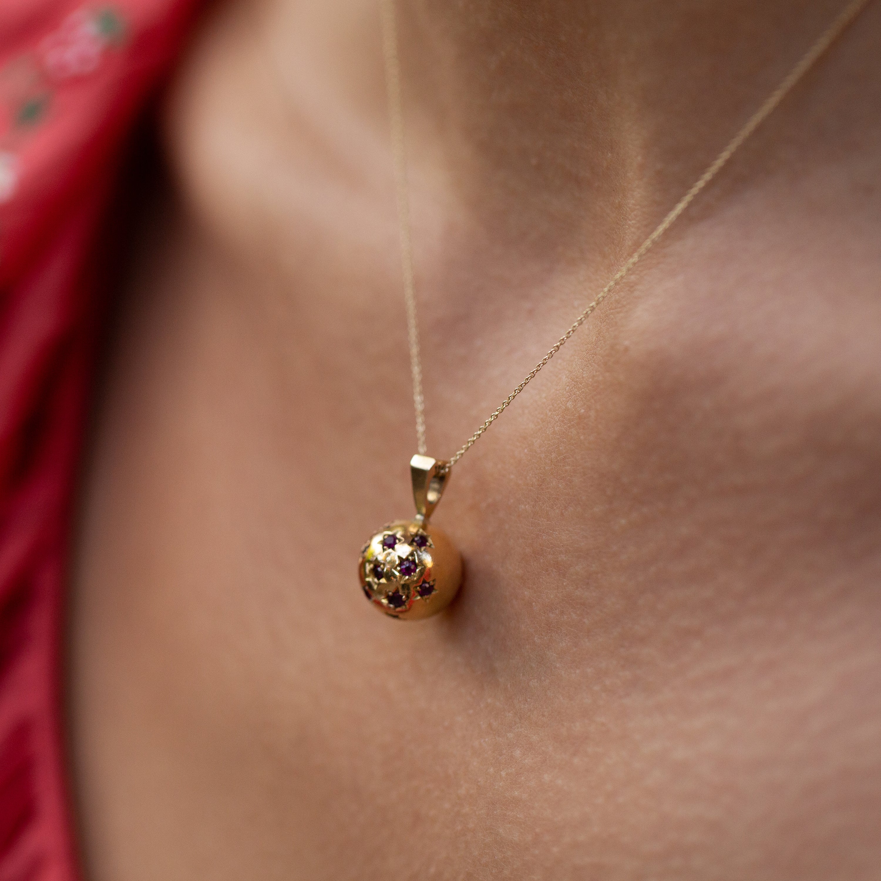 Ruby Starburst and 18k Gold Ball Charm