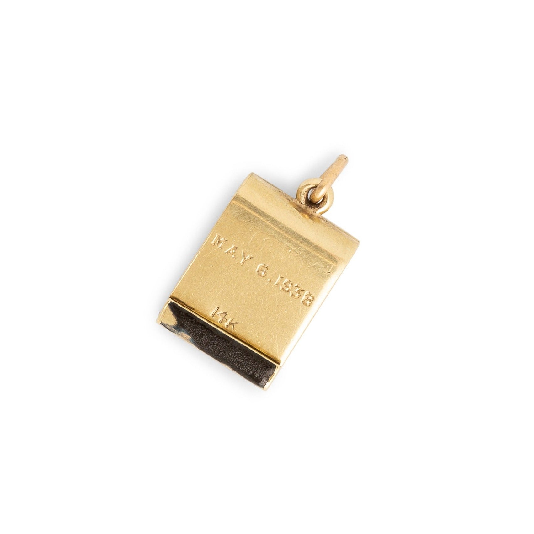 Movable Book of Matches Enamel and 14k Gold Charm