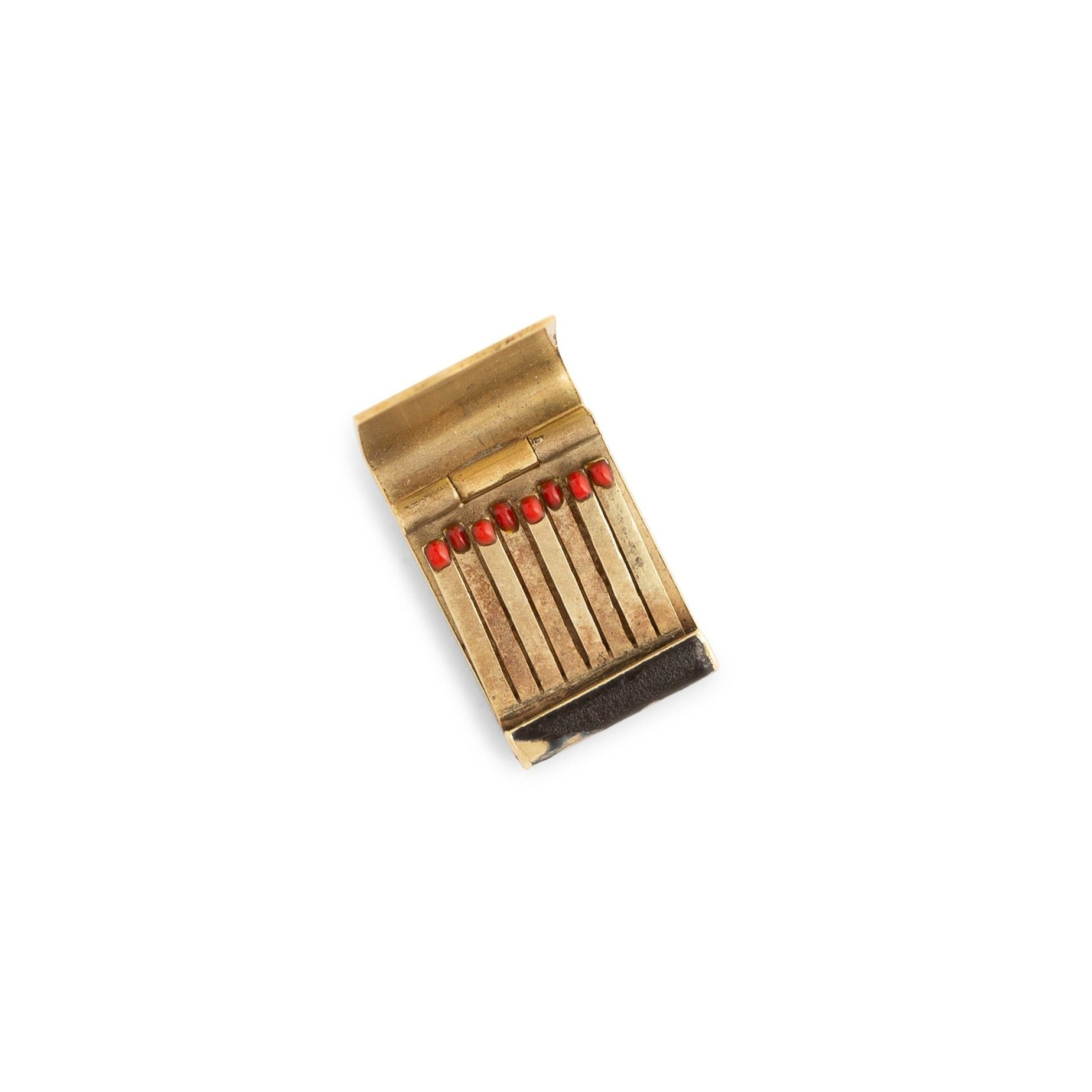 Movable Book of Matches Enamel and 14k Gold Charm