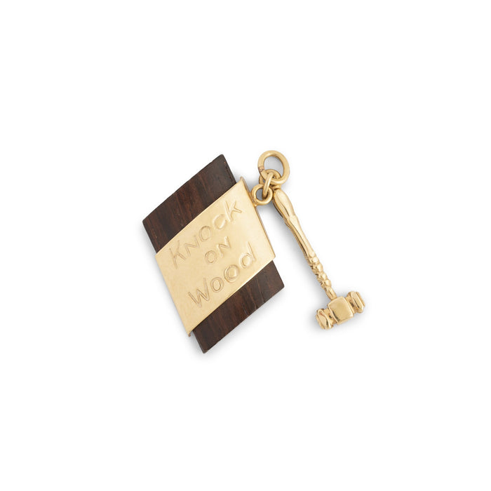 "Knock On Wood" 14k Gold and Wood charm
