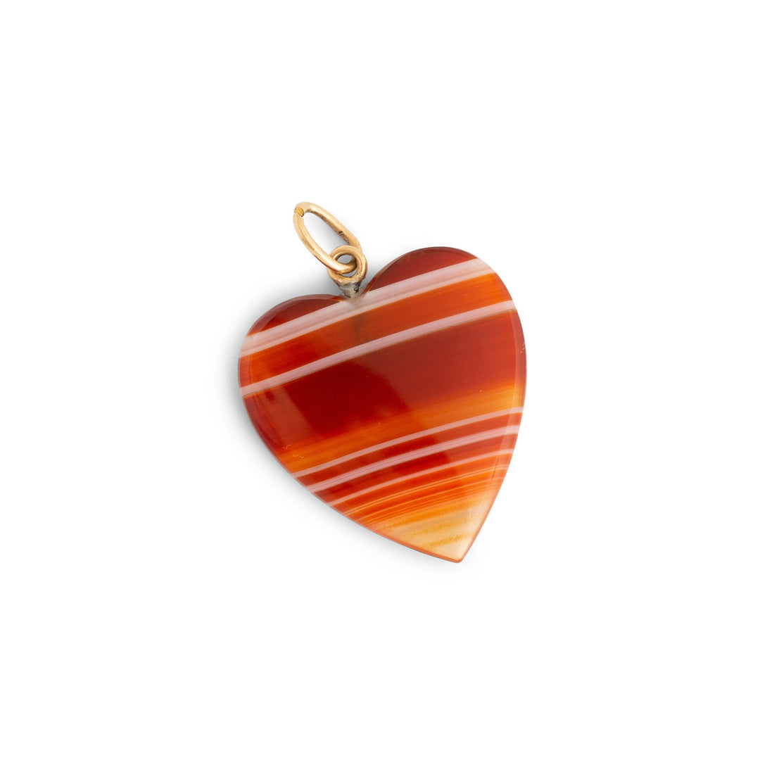 Banded Agate Heart and 14k Gold Charm