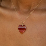Banded Agate Heart and 14k Gold Charm
