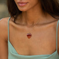 Banded Agate Heart and 14k Gold Charm