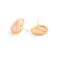 Heart Shaped Mabe Pearl and 14K Gold Earrings