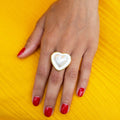 Large Heart-Shaped Mabe Pearl 18k Gold Ring