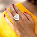 Large Heart-Shaped Mabe Pearl 18k Gold Ring