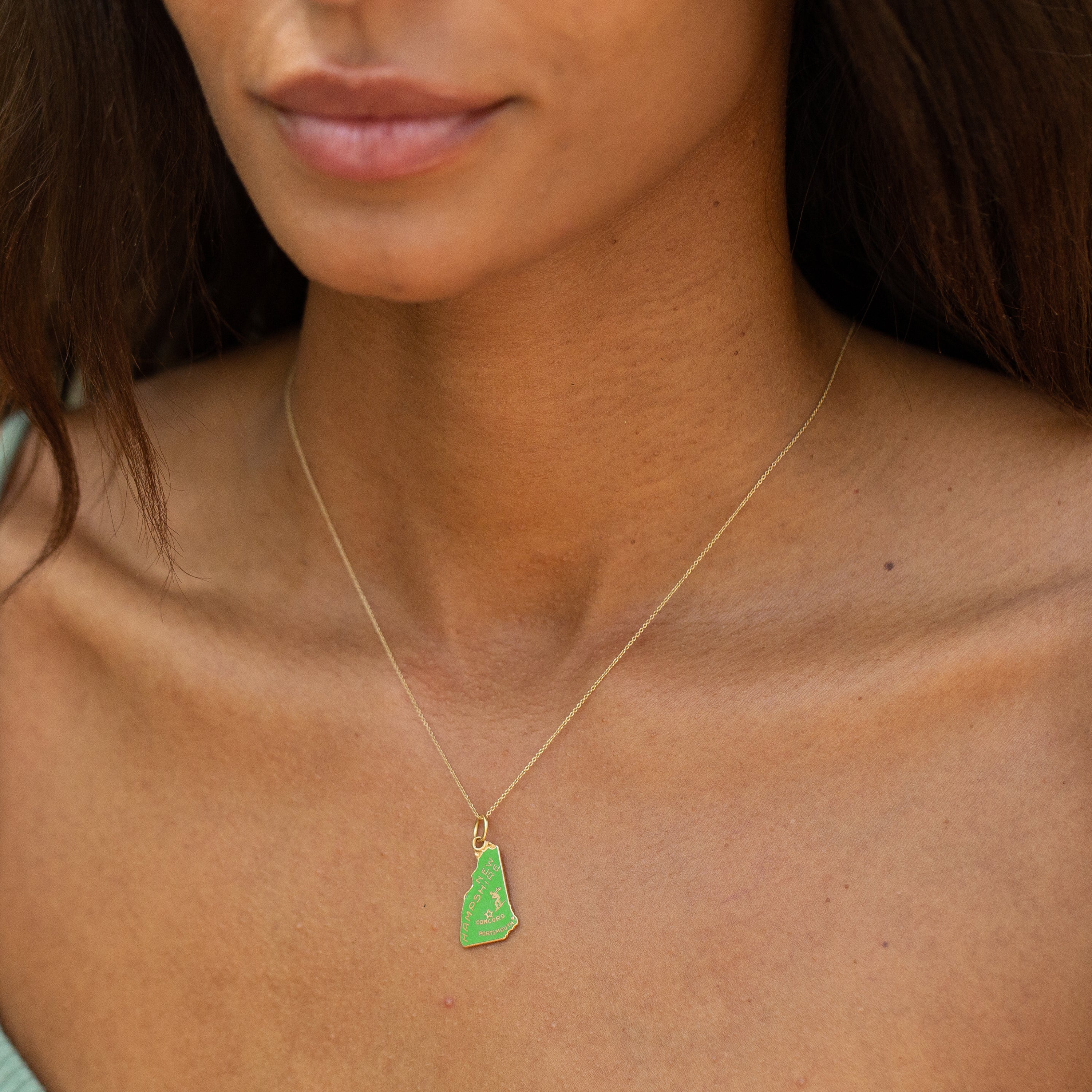 New Hampshire Enamel And 14k Gold Charm