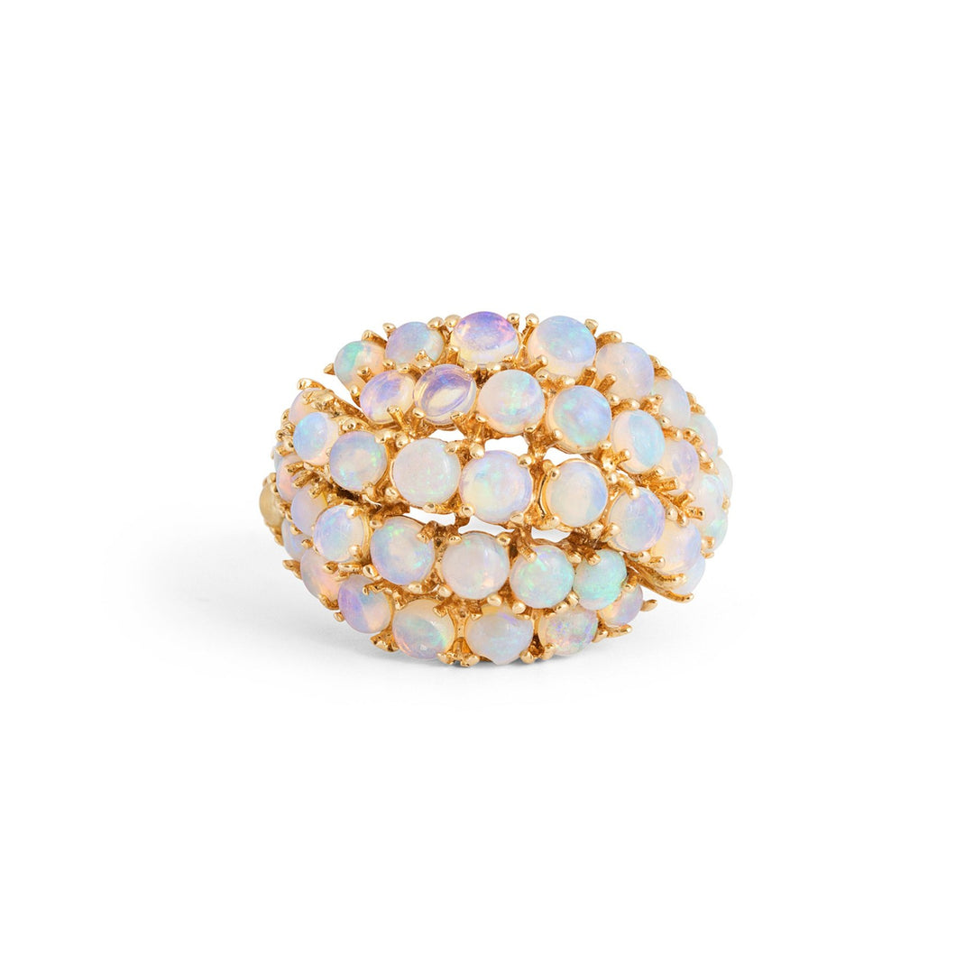Opal Pavé and 14k Gold Dome Ring