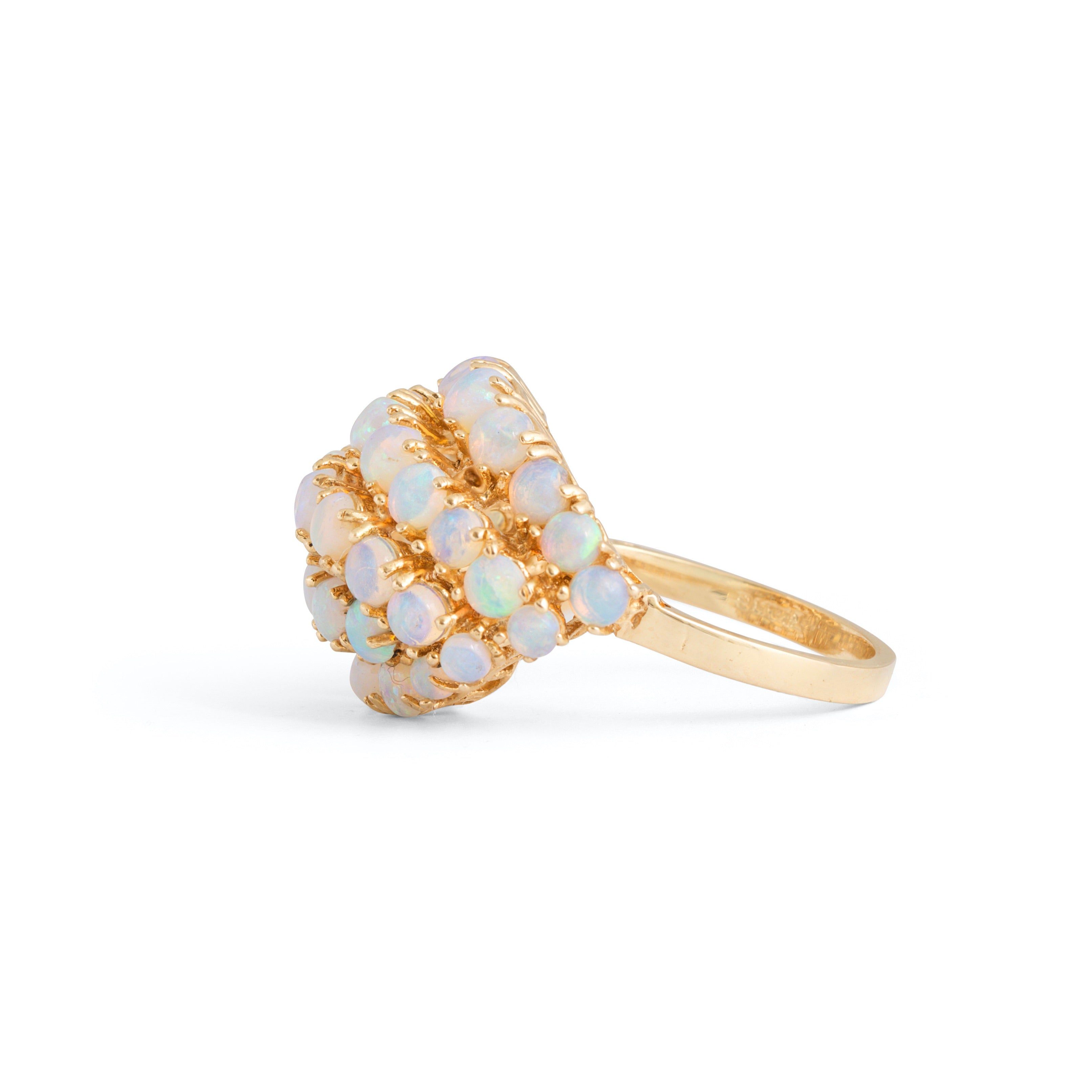 Opal Pavé and 14k Gold Dome Ring
