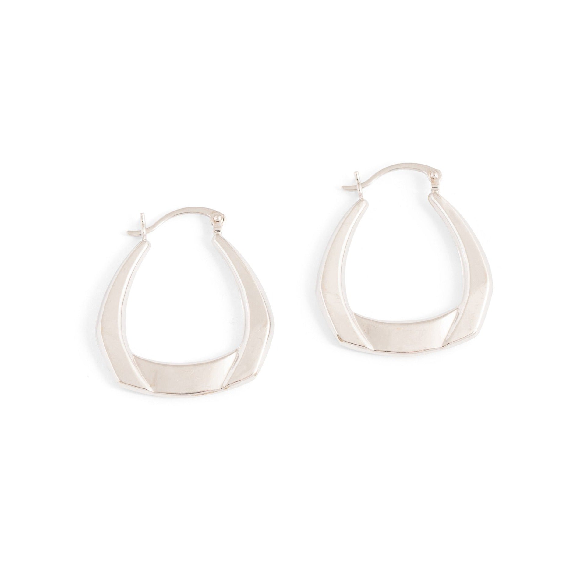 Modernist 14k White Gold Hoop Earrings