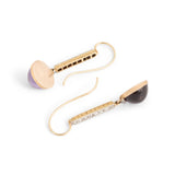 Foil-backed Quartz, Diamond, Platinum, and 14k Gold Dangle Earrings