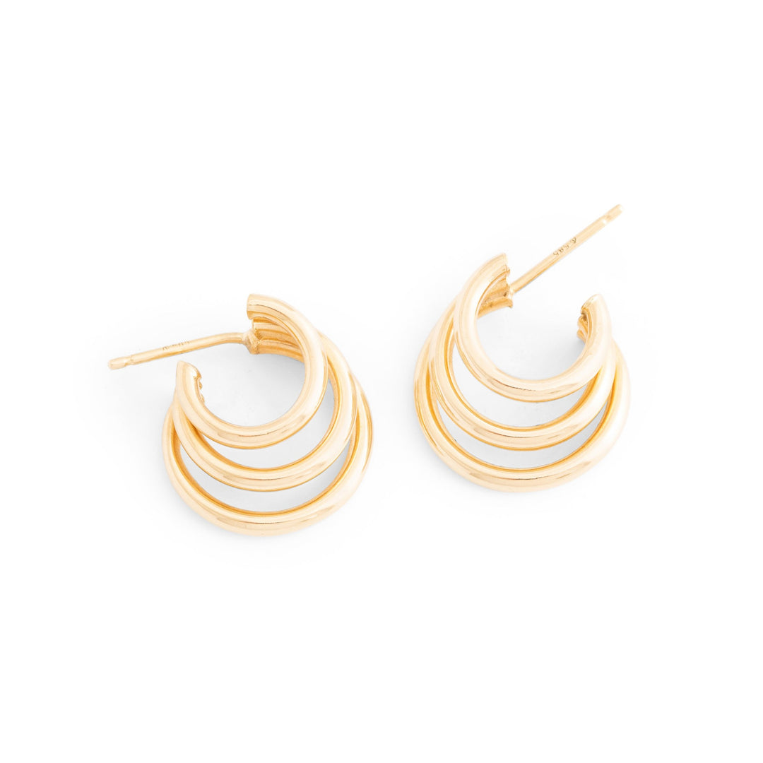 Triple Hoop 14k Gold Earrings