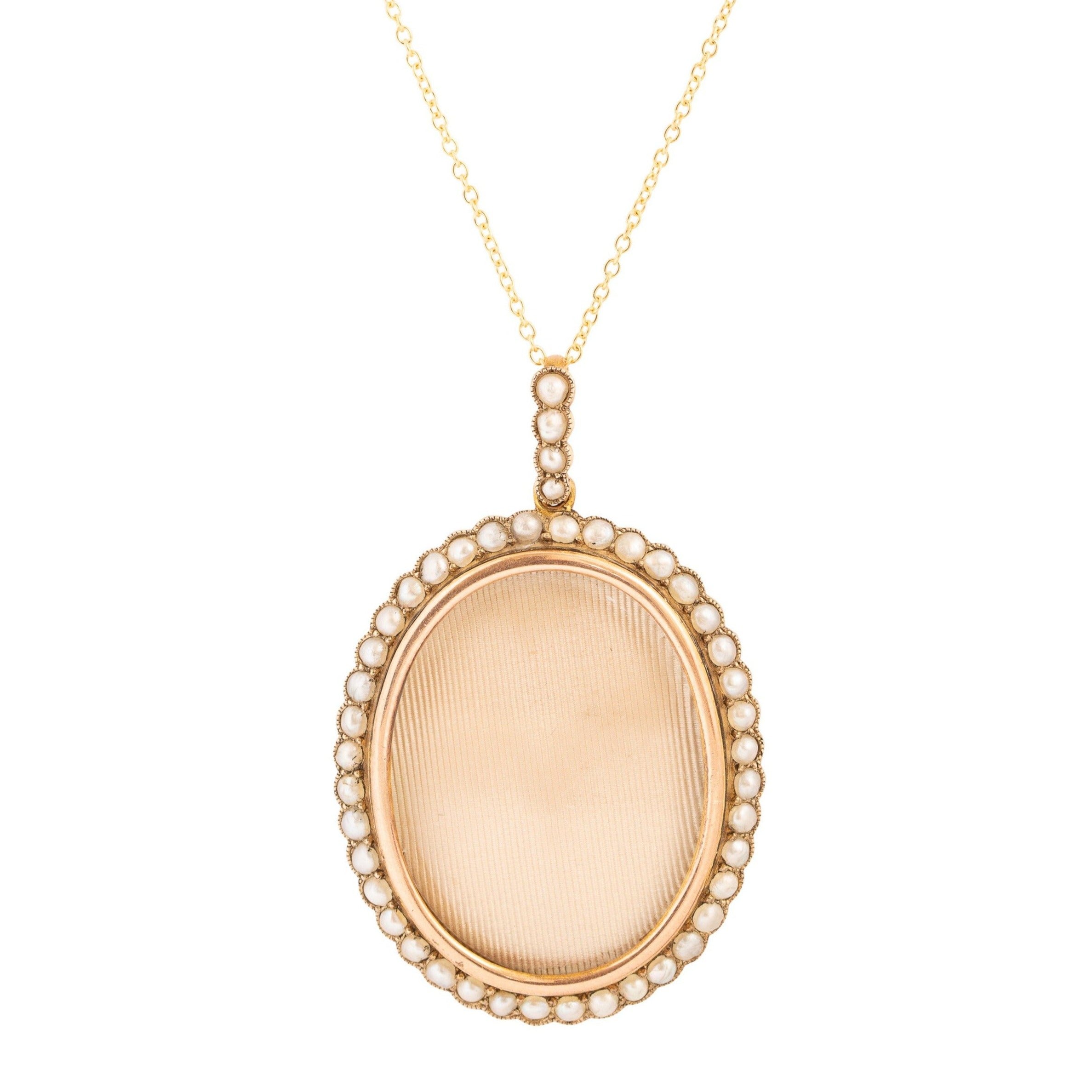 Victorian Seed Pearl and 12k Gold Locket