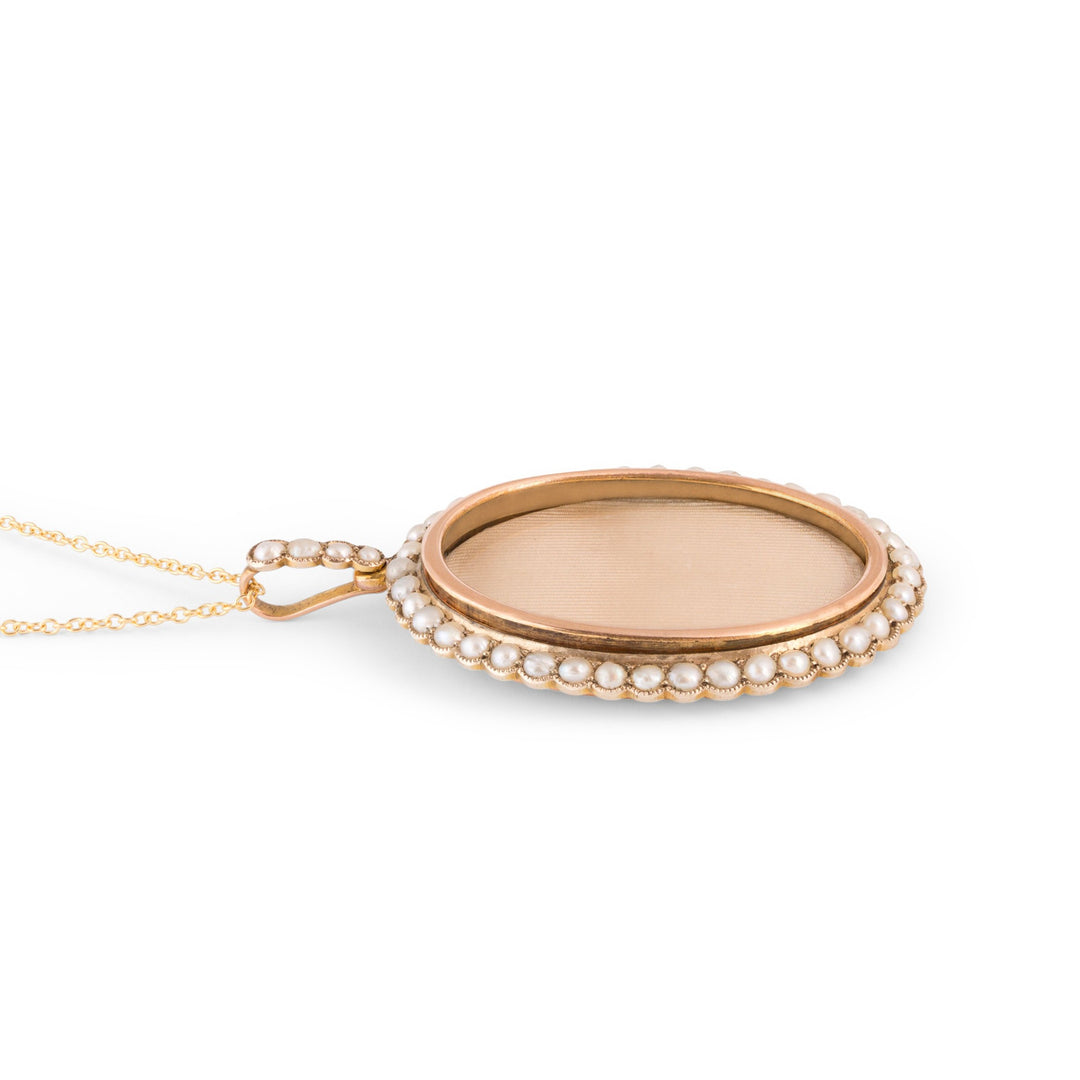 Victorian Seed Pearl and 12k Gold Locket