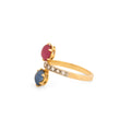 French Ruby and Sapphire Toi et Moi 18k Gold Ring