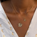 "21" 14k gold and enamel card charm