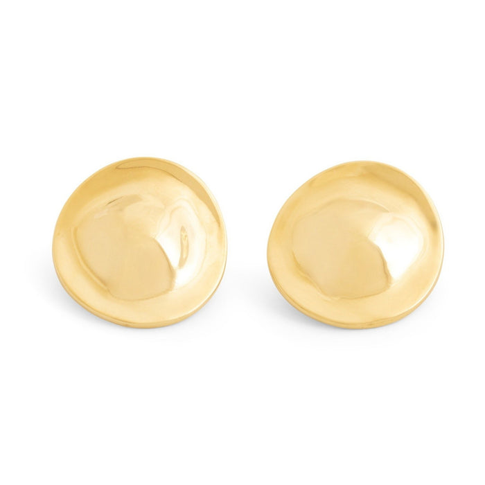 Sculptural 18k Yellow Gold Round Earrings