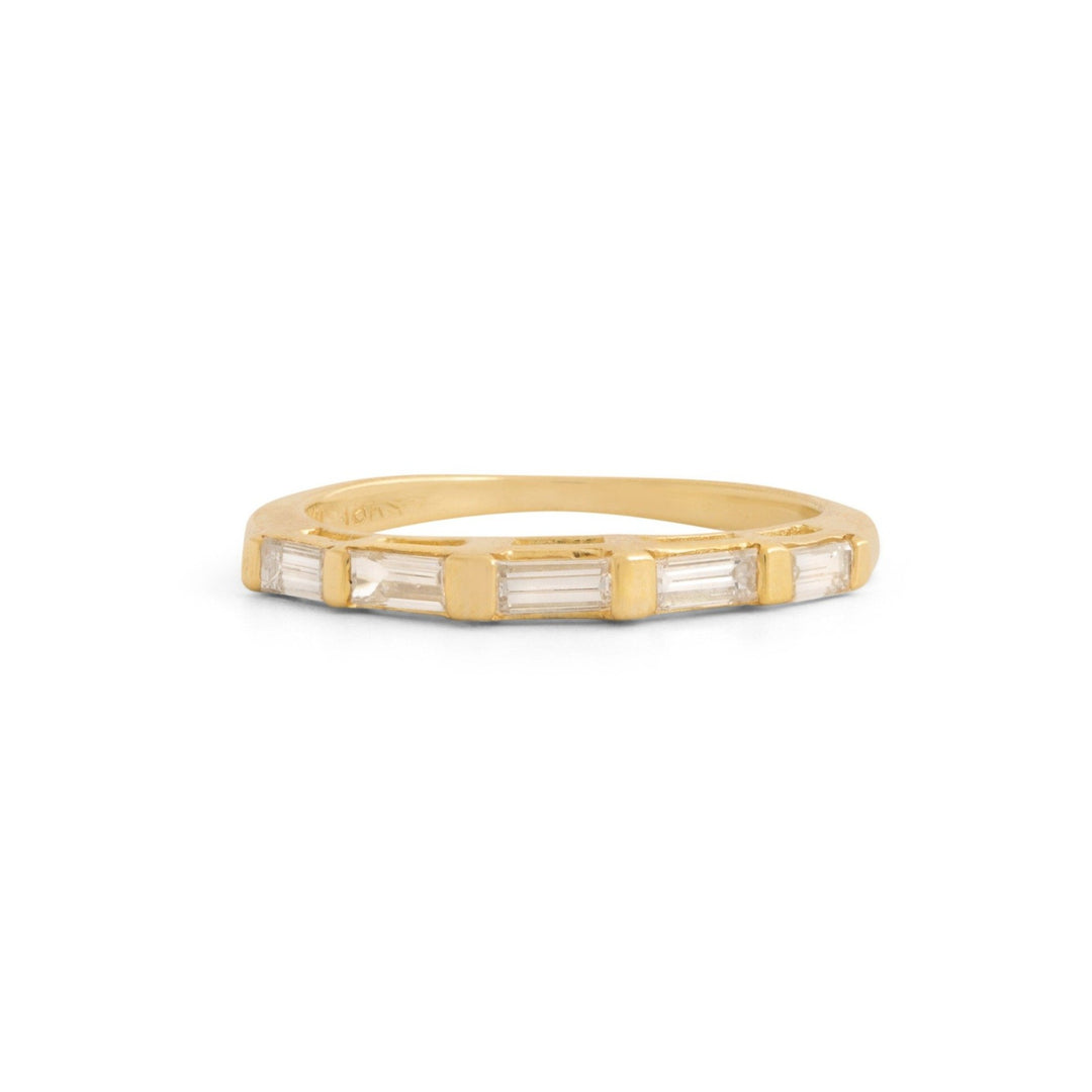 Diamond Baguette and 18k Gold Half Band