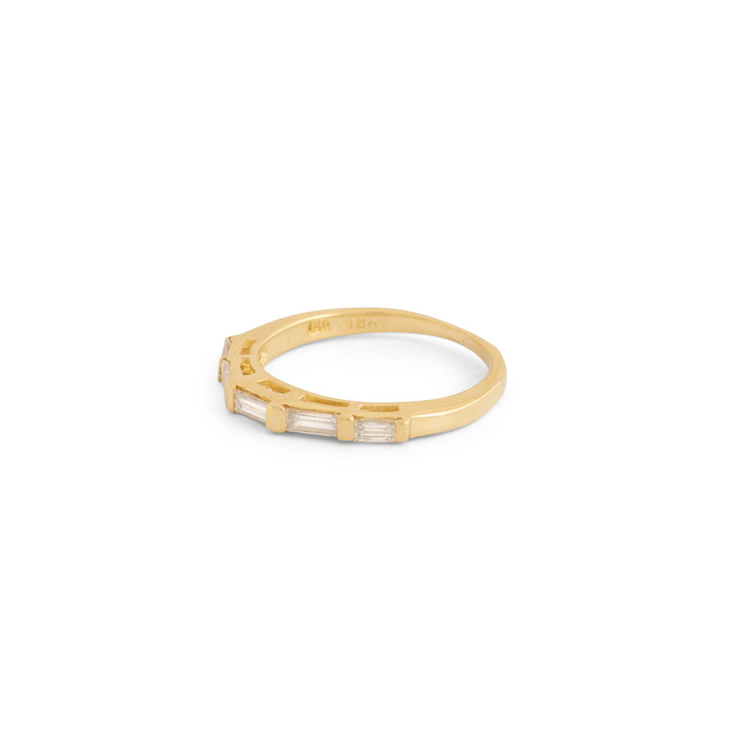 Diamond Baguette and 18k Gold Half Band