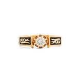 Victorian Diamond, Black Enamel, and 14k Gold Ring