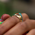 Ben Nighthorse Turquoise, Coral, and Agate 14k Gold Ring