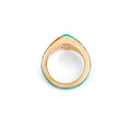 Ben Nighthorse Turquoise, Coral, and Agate 14k Gold Ring