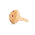 Large Retro Ruby, Diamond, and 14k Gold Starburst Dome Ring