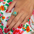Turquoise, Diamond, and 14k Gold Cocktail Ring