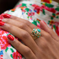 Turquoise, Diamond, and 14k Gold Cocktail Ring