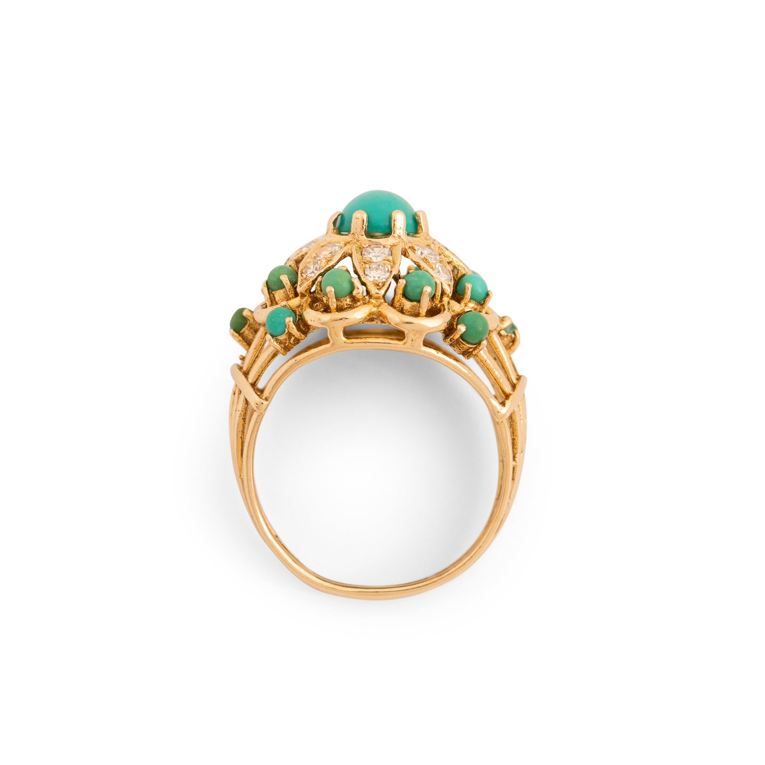 Turquoise, Diamond, and 14k Gold Cocktail Ring