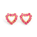 Burma Ruby and 14k Gold Heart-Shaped Earrings
