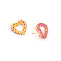 Burma Ruby and 14k Gold Heart-Shaped Earrings